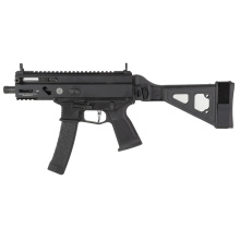 Stribog SP9A3S, Semi-automatic, Striker Fired, Alum Frame Pistol, 9MM, 5" Threaded Barrel, 1/2X28 Thread Pitch, Ambidextrous Controls, Folding Pistol Brace, M-LOK Handguard, Matte Finish, Black, 30 Rounds, 3 Magazines 810091152836