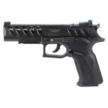 X-CALIBUR, Semi-automatic, Double Action/Single Action, Full Size, Polymer Frame Pistol, 4.75" Barrel, Manual Thumb Safety, Matte Finish, Black, Adjustable Rear Sight, Fiber Optic Front Sight, Includes (4)-Optic Adapter Plates, 15 Rounds, 3 Magazines 858