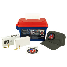 American Gunner Training, USA Ammo Can Combo, 9MM, 115 Grain, (1) 50 Round Box of 115 Grain American Gunner XTP & (4) 50 Round Box of 115 Grain FMJ, 250 Rounds Per Ammo Can, Includes Red. White & Blue Ammo Can, Hat and Sticker 90254