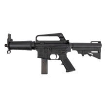 Retro DOE, Semi-automatic, Striker Fired, Aluminum Frame Pistol, 9MM, 7.5" Threaded Barrel, 5/8X24 Thread Pitch, Anodized Finish, Black, A2 Pistol Grip, HAR-15 Adjustable Pistol Brace, Carry Handle Iron Sights, Manual Safety, 32 Rounds, 1 Magazine, Inclu