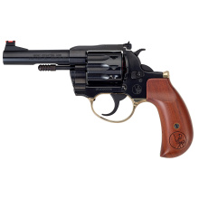 H16 Golden Boy Deadeye, Steel Frame Revolver, Double Action/Single Action, 22LR, 4" Barrel, Round Blued Steel, Polished Blued Steel Receiver, American Walnut Birdshead Grip, Adjustable Rear Sight, Ramped Fiber Optic Bead Front Sight, 10 Rounds H016BDA