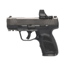 CC9, Semi-automatic, Striker Fired, Polymer Frame Pistol, Sub-Compact, 9MM, 3.32" Barrel, DLC Finish, Black, Front Tritium Night Sight, 2 Magazines, 10 Rounds, Includes Vortex Defender Open Emitter Red Dot Sight 81001353