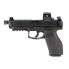 VP9A1 F Tactical, Semi-automatic, Striker Fired, Polymer Frame Pistol, Full Size, 9MM, 5.12" Threaded Barrel, Matte Finish, Black, Interchangeable Grips, Suppressor Height Sights, Blacked Out Serrated Front and Rear Sights, Trigger Safety, 10 Rounds, 2 M
