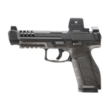 VP9A1 L, Semi-automatic, Striker Fired, Polymer Frame Pistol, Full Size, 9MM, 5" Barrel, Matte Finish, Black, Interchangeable Grips, Blacked Out Serrated Front and Rear Sights, Trigger Safety, 10 Rounds, 2 Magazines, Includes (6)-Grip Panels, (5)-Interch