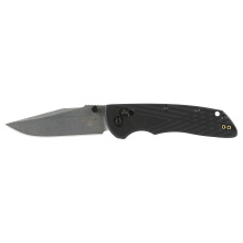 Deka, Folding Knife, CPM MagnaCut, Stone Tumbled Finish, Silver, Plain Clip Point Edge, 3.25" Blade, Black Polyamide Nylon 12 Grips 24379