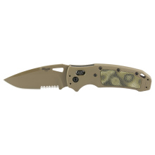 SIG K320 AXG Scorpion, Folding Knife, Cerakote Finish, Tan, Drop Point, 3.5" Blade Length, CPM-S30V Blade Steel, Combo Edge, ABLE Lock, Green G-10 Inserts with Mini Piranha Texture 36378