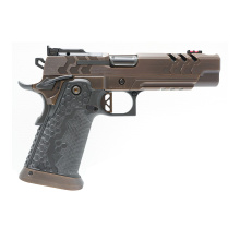 2K11, 1911, Semi-automatic, Full Size, Steel Frame Pistol, 9MM, 5" Compensated Barrel, PVD Finish, Bronze, Optic Ready, Adjustable Iron Sights, Manual Safety, (1)-17 Round and (2)-20 Round Magazines, Includes Magwell 3500095