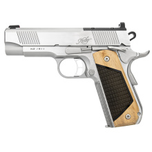 Next Generation Pro, 1911, Semi-automatic, Metal Frame Pistol, Compact, 45 ACP, 4" Bull-barrel with Deep Crown, Matte Finish, Stainless Steel, Black Walnut Grips with G10 Inlay, Fiber Optic Front and Fixed Black Serrated Sights, Optics Ready, Ambidextrou