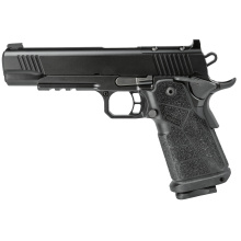 DS Warrior, Semi-automatic, Metal Frame Pistol, 1911, Full Size, 45ACP, 5" Bushing Barrel with Deep Crown, Kimpro Finish, Black, Carbon Fiber Grips, Tritium Front Sight, Optics Ready, Includes C&H RMR Optic Mount, Ambidextrous Thumb Safety, 13 Rounds, 2