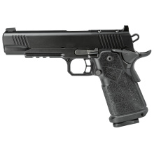 DS Warrior, Semi-automatic, Metal Frame Pistol, 1911, Full Size, 10MM, 5" Bushing Barrel with Deep Crown, KimPro Finish, Black, Carbon Fiber Grips, Tritium Front Sight, Optics Ready, Includes C&H RMR Optic Mount, Ambidextrous Thumb Safety, (1)-18 Round M