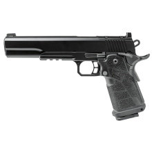 DS Warrior LS, Semi-automatic, Metal Frame Pistol, 1911, Full Size, 10MM, 6" Bushing Barrel with Deep Crown, KimPro Finish, Black, Carbon Fiber Grips, Tritium Front Sight, Optics Ready, Includes C&H RMR Optic Mount, Ambidextrous Thumb Safety, (1)-18 Roun