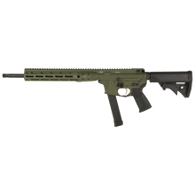 IC NINE, Semi-automatic Rifle, 9MM, 16" Cold Hammer Forged Barrel, Threaded 1/2-28, Adjustable Stock, Olive Drab Green, 27 Rounds, 1 Magazine ICR9ODG16