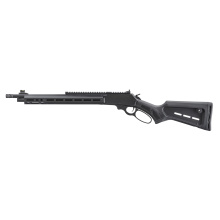 336 Dark Series, Lever Action Rifle, 30-30 Winchester, 16.17" Barrel, 5/8X24 Thread Pitch, Radial Muzzle Brake, Satin Finish, Black, Picatinny Rail, M-LOK Handguard, Fiber Optic Front Sight with Tritium Ring, Adjustable Ghost Ring Rear Sight, Mid-Size Le