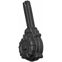 Magazine, 9MM, 50 Round Drum, Fits Ruger P Series, Polymer, Black DRM-A49