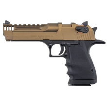 Desert Eagle MK XIX L5, Single Action, Semi-automatic, Aluminum Frame Pistol, Full Size, 357 Magnum, 5" Barrel, Integrated Muzzle Brake, Cerakote Finish, Burnt Bronze with Black Accents, Hogue Rubber Grip, Fixed Sights, Ambidextrous Thumb Safety, 9 Round