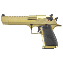 Desert Eagle, MK19, Single Action, Semi-automatic, Metal Frame Pistol, Full Size, .50 Action Express, 6" Barrel, Nitride Finish, Gold with Black Appointments, Rubber Grips, Fixed Sights, Ambidextrous Thumb Safety, 7 Rounds, 1 Magazine, Integral Muzzle Br