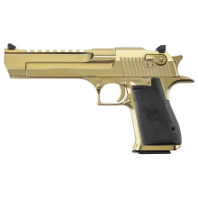 Desert Eagle, MK19, Single Action, Semi-automatic, Metal Frame Pistol, Full Size, .50 Action Express, 6" Barrel, Nitride Finish, Gold, Rubber Grips, Fixed Sights, Ambidextrous Thumb Safety, 7 Rounds, 1 Magazine, Integral Muzzle Brake DE50ZNG