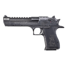Desert Eagle, MK19, Single Action, Semi-automatic, Metal Frame Pistol, Full Size, 50 Action Express, 6" Barrel, Battle Worn Black Oxide Finish with Clear Cerakote, Viking Ship Aluminum Grips, Adjustable Rear Sight, Manual Safety, 7 Rounds, 1 Magazine DE5