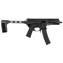 Mongoose, Semi-automatic, 9MM, Pistol Caliber Carbine, 5.8" Barrel, 1:10 Twist, Threaded 1/2X28, Anodized Finish, Black, M-LOK Rail, SB Tactical FS1913 Brace, 35 Rounds, 1 Magazine, Includes Soft Range Bag MNG-9MM-CTB