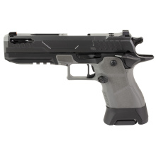 2311 Pro, Single Action, Semi-automatic, Metal Frame Pistol, Full Size, 9MM, 5" Ported Barrel, Matte Finish, Black, Gray Grip, Extended Magazine Release, Enhanced Trigger, Tritium Night Sights, Optics Ready, 21 Rounds, 5 Magpul AMAG Magazines, Includes (
