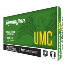 UMC, M855, 5.56 NATO, 62 Grain, Full Metal Jacket, Green Tip, 20 Round Box 21556