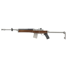 Mini-14 Tactical, Semi-automatic Rifle, 5.56 NATO, 18.5" Threaded Barrel, 1/2x28 Thread Pitch, Matte Stainless Steel Finish, Silver, Ruger Walnut Folding Stock, Adjustable Rear and Blade Front Sight, 20 Rounds, 2 Magazine 15800