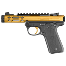 Mark IV 22/45 Lite| 22LR, 4.4" Threaded Barrel, Polymer Frame, Gold Anodized Finish, Checkered Grips, Two 10Rd Magazines, Adjustable Rear Sight 43926