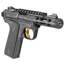 Mark IV 22/45 Lite| 22LR, 4.4" Threaded Barrel, Polymer Frame, Black Finish Frame & Gold Barrel, Checkered Grips, Two 10Rd Magazines, Adjustable Rear Sight 43927