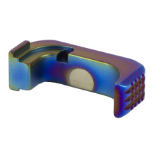 Premium Mag Release, For Glock 43X/48, Steel, PVD Peacock/Rainbow, Right Hand Only G43X-PRM-PBF-RH