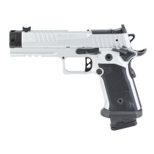 P211 GTO, Semi-automatic, Single Action Only, Metal Frame Pistol, Full Size, 9MM, 4.4" Barrel, MACH3D Compensator, Cerakote Finish, Silver, SIG-LOC Pro Footprint Optics Ready Slide, Fiber Optic Sights, Flared Magwell, 3 Magazines, (2)-21 Round & (1)-23 R