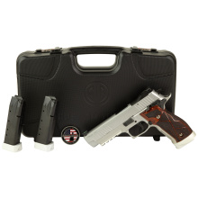 P226 X-Five, Semi-automatic, Single Action Only, Metal Frame Pistol, Full Size, 9MM, 5" Barrel, Matte Finish, Stainless Steel, Custom Hogue Cocobolo Grip with Alloy Magwell, Fiber Optic Front Sight, Adjustable Rear Sight, Optic Ready, PRO Footprint, 20 R