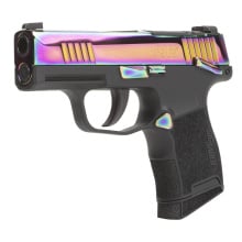 P365 Rainbow |380 ACP, 3.1" Barrel, Rainbow Titanium Finished Optic Ready Slide, Thumb Safety, SIGLITE Day/Night Sights, 2 Magazines, 10 Rounds, Striker Fired, Semi-automatic, Polymer Frame Pistol, Sub-Compact, 365-380-RBT-MS