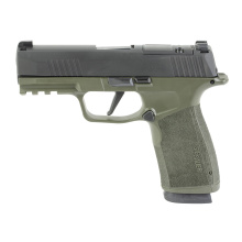 P365X-MACRO Fortunate Sun, Semi-automatic, Striker Fired, Polymer Frame Pistol, Sub-compact, 3.7" Barrel, Nitron Finish, Green and Black, Optics Ready, X-RAY3 Day/Night Sights, Modular Polymer Grips, 17 Rounds, 2 Magazines 365XCA-9-BXR3-FS