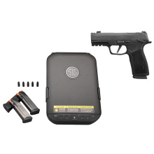 P365 XMacro, Striker Fired, Semi-automatic, Polymer Frame Pistol, Sub-Compact, 9MM, 3.7" Barrel, Nitron Finish, Black, X-Series Grip, Manual Safety, XRAY3 Sights, 17 Rounds, 3 Magazines, Includes Vaultek Lifepod Certificate and 5 Dummy Rounds 365XCA-9-MS