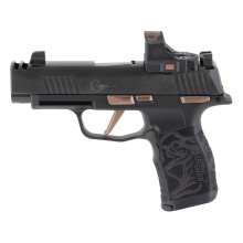 P365XL ROSE, Semi-automatic, Striker Fired, Polymer Frame Pistol, Sub-compact, 9MM, 3.1" Barrel, Nitron Finish, Black, Rose Gold Accents, ROMEO-RS Sight, X-RAY3 Day/Night Sights, Polymer Grips, Manual Safety, 12 Rounds, 2 Magazines 365XL-9-ROSE-MS-RS