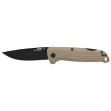 Adventurer, Folding Knife, 3.5" Clip Point Blade, 7.50" Overall Length, 5Cr15MoV Steel, Titanium Nitride Finish Blade Steel, Straight Edge, Black, Flat Dark Earth Glass-Reinforced Nylon Handle, SAT Opener, Lock Back SOG-13-11-05-43