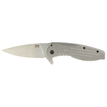 Aegis FLK, 3.4" Folding Knife, Clip Point Straight Edge, Stainless Steel Handle, 8Cr13MoV Steel, Satin Finish, Silver SOG-14-41-02-42