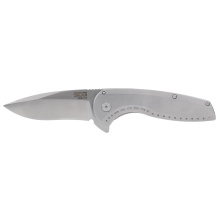 Aegis FLK 2.0, Folding Knife, 3.25" Drop Point Knife, 8" Overall Length, 8Cr13MoV Stainless Blade Steel, Straight Edge, Satin Finish, Silver, Silver 410 Stainless Steel Handle, Kick Opener, Frame Lock SOG-14-41-03-43