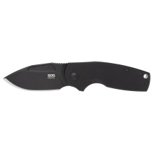 Stout SJ, Folding Knife, 2.6" Clip Point Straight Edge, G10 Handle, Cryo D2 Steel, Titanium Nitride Finish, Black SOG-16-03-02-57