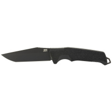 Trident FX, 4.2" Fixed Blade Knife, Tanto Point Straight Edge, Glass Reinforced Nylon Handle, Cryo 4116 Steel, Titanium Nitride Finish, Black, Includes Nylon Sheath SOG-17-12-01-57
