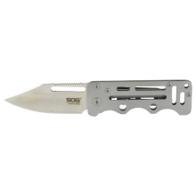 Cash Card, Folding Knife, 2.75" Clip Point Straight Edge, Silver Stainless Steel Handle, 8Cr13MoV Steel, Satin Finish, Silver SOG-EZ1-CP