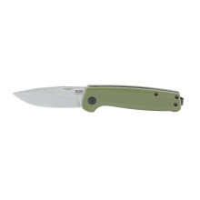 Terminus SJ, Folding Knife, 2.9" Clip Point Blade,7.1" Overall Length, CRYO D2 Blade Steel, Plain Edge, Stonewash Finish, Silver, Olive Drab Green G10 Handle, Nail Nick Opener, Slip Joint Lock SOG-TM1004-BX