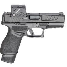 Echelon 4.0C Comp, Semi-automatic, Striker Fired, Polymer Frame Pistol, Compact Size, 9MM, 4" Barrel with Integrally Compensated Slide, Melonite Finish, Black, Optics Ready Slide, Front Tritium Night Sight, Tactical Rack U-Dot Rear, Aimpoint COA 3.5 MOA