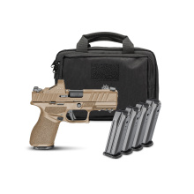 Echelon 4.0C, Semi-automatic, Striker Fired, Polymer Frame Pistol, Compact, 9MM, 4" Barrel, Cerakote Finish, Flat Dark Earth, Tritium Front Night Sight, Tactical U-Dot Rear Sight, 15 Rounds, 4 Magazines, Range Bag, Viridian RFX11 3 MOA Green Dot Sight EC