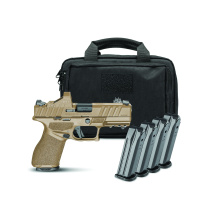 Echelon 4.0C, Semi-automatic, Striker Fired, Polymer Frame Pistol, Compact, 9MM, 4" Barrel, Cerakote Finish, Flat Dark Earth, Tritium Front Night Sight, Tactical U-Dot Rear Sight, 18 Rounds, 4 Magazines, Range Bag, Viridian RFX11 3 MOA Green Dot Sight EC