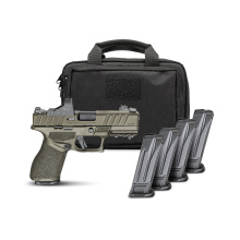 Echelon 4.0C, Semi-automatic, Striker Fired, Polymer Frame Pistol, Compact, 9MM, 4" Barrel, Cerakote Finish, Olive Drab Green, Tritium Front Night Sight, Tactical U-Dot Rear Sight, 10 Rounds, 4 Magazines, Range Bag, Viridian RFX11 3 MOA Green Dot Sight E
