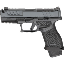 Echelon Pro 4.0C Comp, Semi-automatic, Striker Fired, Polymer Frame Pistol, Compact, 9MM, 4" Barrel with Integrally Compensated Slide, Matte Black Frame, Gray Cerakote Slide, Textured Grip, Optics Ready, Front Tritium Night Sight, Tactical Rack U-Dot Rea