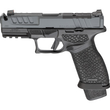Echelon Pro 4.0FC Comp, Semi-automatic, Striker Fired, Polymer Frame Pistol, 9MM, 4" Barrel with Integrally Compensated Slide, Matte Black Frame, Gray Cerakote Slide, Textured Grip, Optics Ready, Front Tritium Night Sight, Tactical Rack U-Dot Rear, 20 Ro