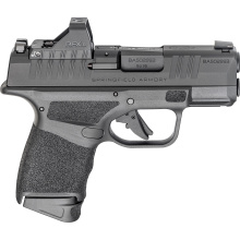 Hellcat, OSP, Striker Fired, Semi-automatic, Polymer Frame Pistol, Sub-Compact, 9MM, 3" Hammer Forged Barrel, Melonite Finish, Black, Textured Grip, Tritium Front Sight, Tactical Rack Rear Sight, Viridian Green Dot, 10 Rounds, 4 Magazines, Includes Range