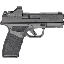 Hellcat Pro Comp OSP, Striker Fired, Semi-automatic Pistol, 9MM, 3.7" Hammer Forged Barrel with Comp, Melonite Finish, Black, Adaptive Grip Texture, Tritium Front Sight, Tactical Rack U-Notch Rear, Viridian Green Dot, 4 Magazines, 10 Rounds, Includes Ran